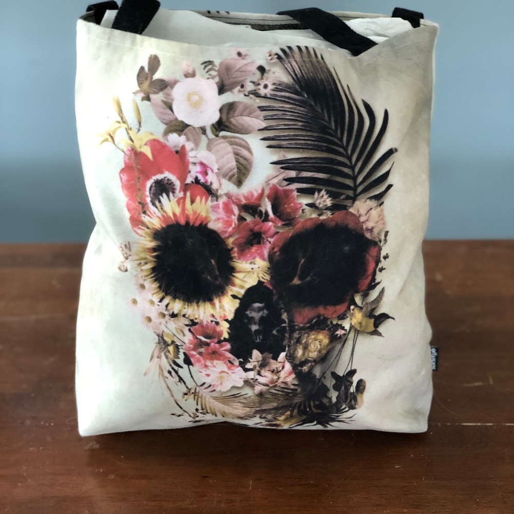 Floral Skull Tote